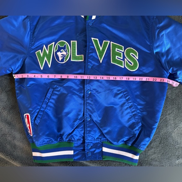 Vintage 1990s Minnesota Timberwolves Satin Starter Bomber Jacket Sz L - Picture 8 of 11
